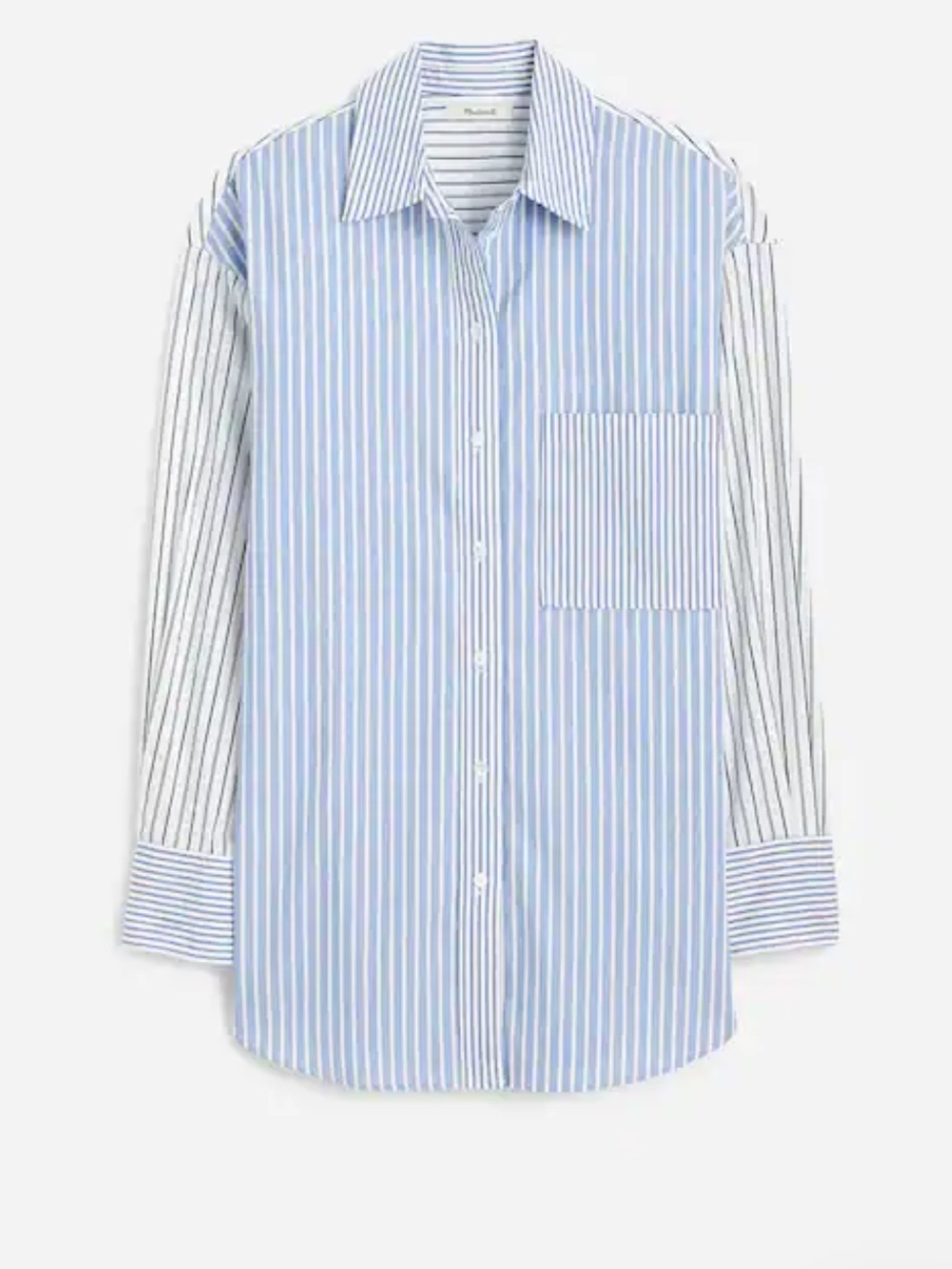 Madewell Striped Button-Up Shirt in Light Blue and White